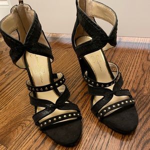 Jessica Simpson black wedge sandals